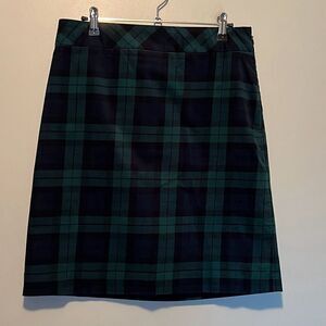 Talbots Women's Green Plaid Zipper Closure Straight Hem Pencil Skirt Size 6